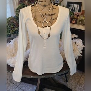 Old Navy - White Henley Long-Sleeve - L